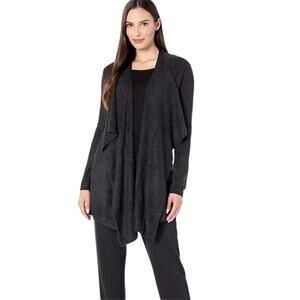 Barefoot Dreams Black Cozy Chic Lite Island Wrap Drape Front Cardigan Size L/XL